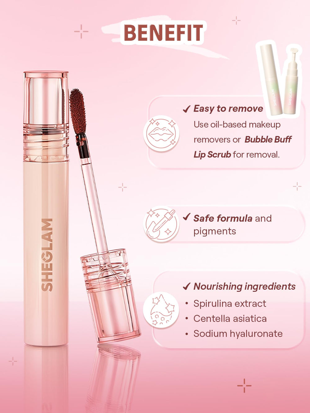 SHEGLAM Cherry Bark on model smiling showing natural nude finish benefit