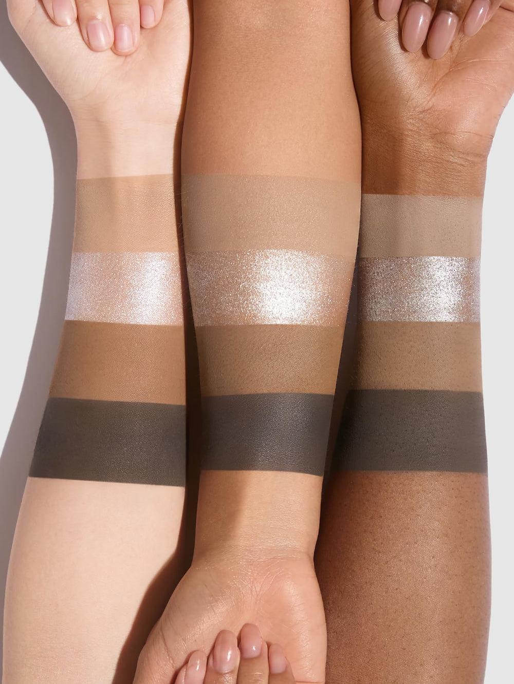 SHEGLAM Cloudy Sundae texture swatches on skin showing smooth blendable payoff