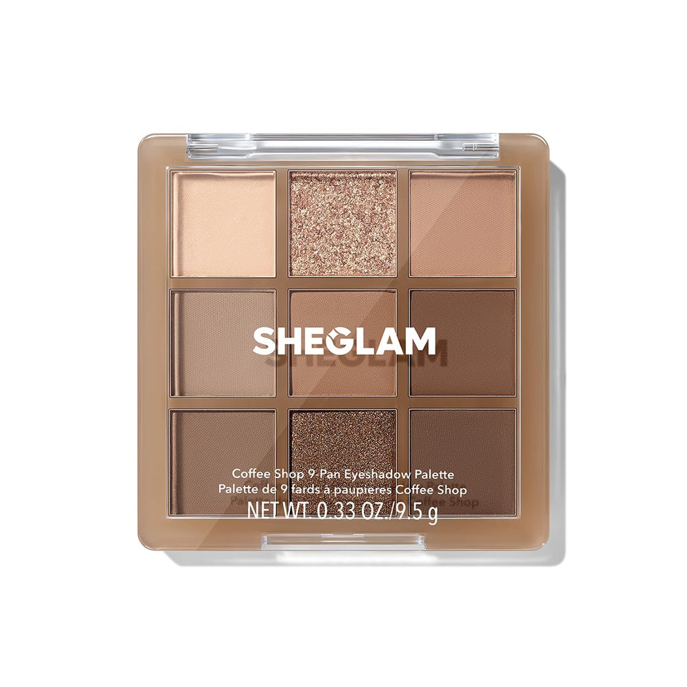 SHEGLAM Coffee Shop open palette showing nine coordinated shades for versatile looks
