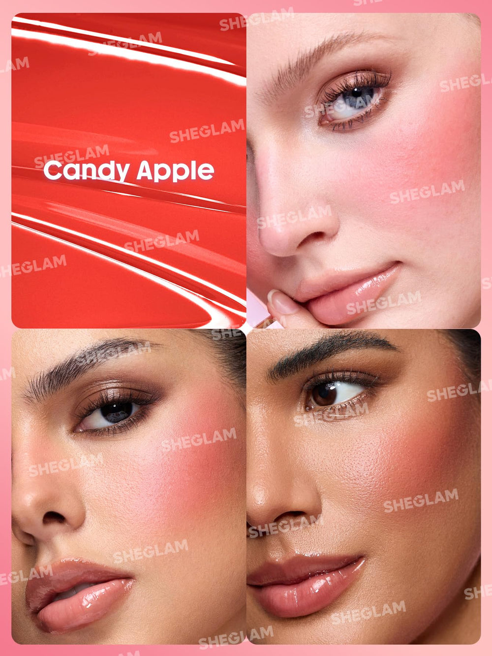 SHEGLAM Color Bloom texture swiped demonstrating blendable, buildable finish