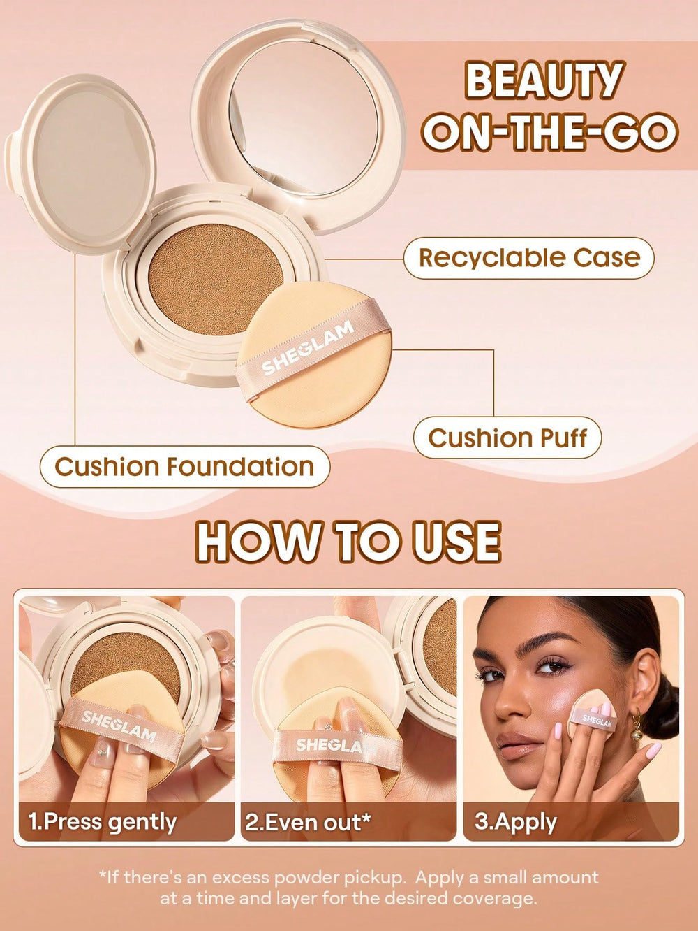 SHEGLAM compact held in hand showing size and portability benefit