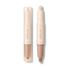 SHEGLAM contour and highlight stick front view showing dual-ended tool and shade