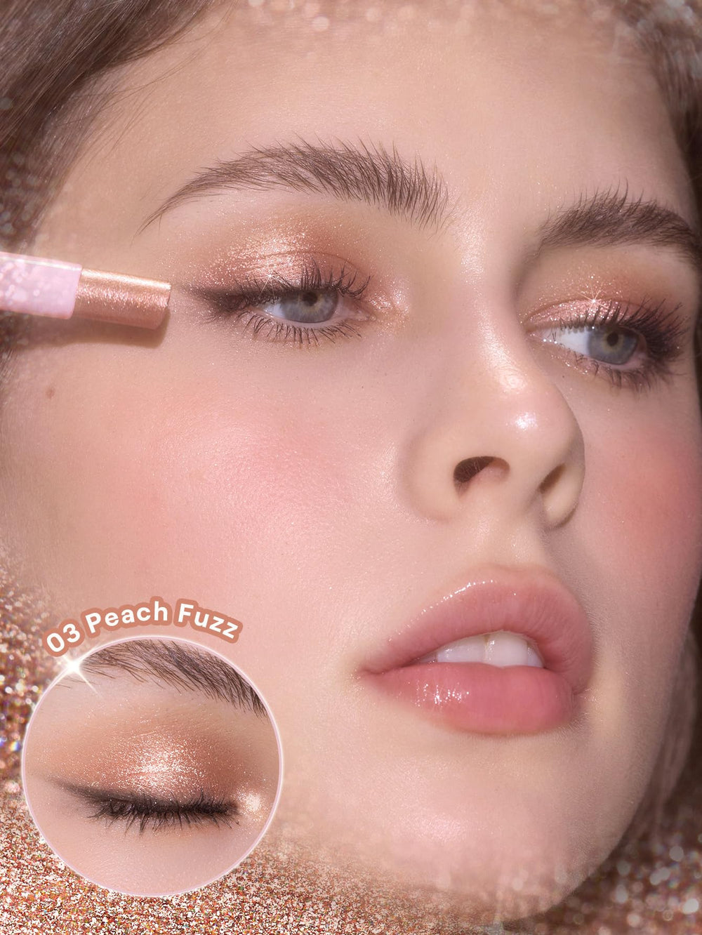 SHEGLAM peach fuzz swatch on arm showing buildable shimmer and color payoff