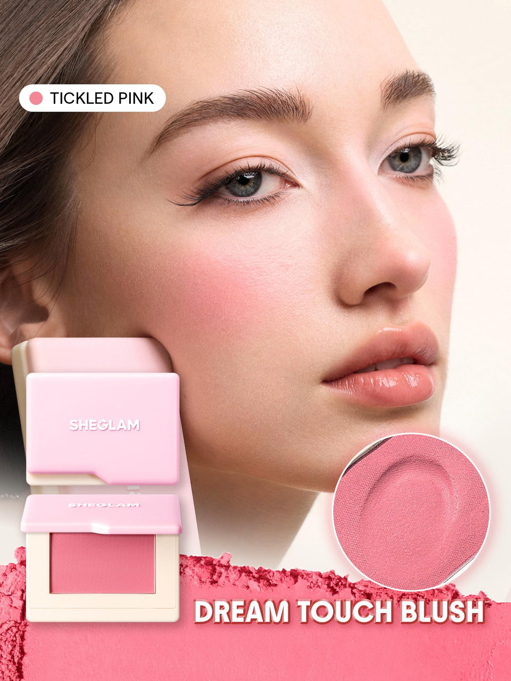 SHEGLAM blush pan up close showing silky texture and rich pigment