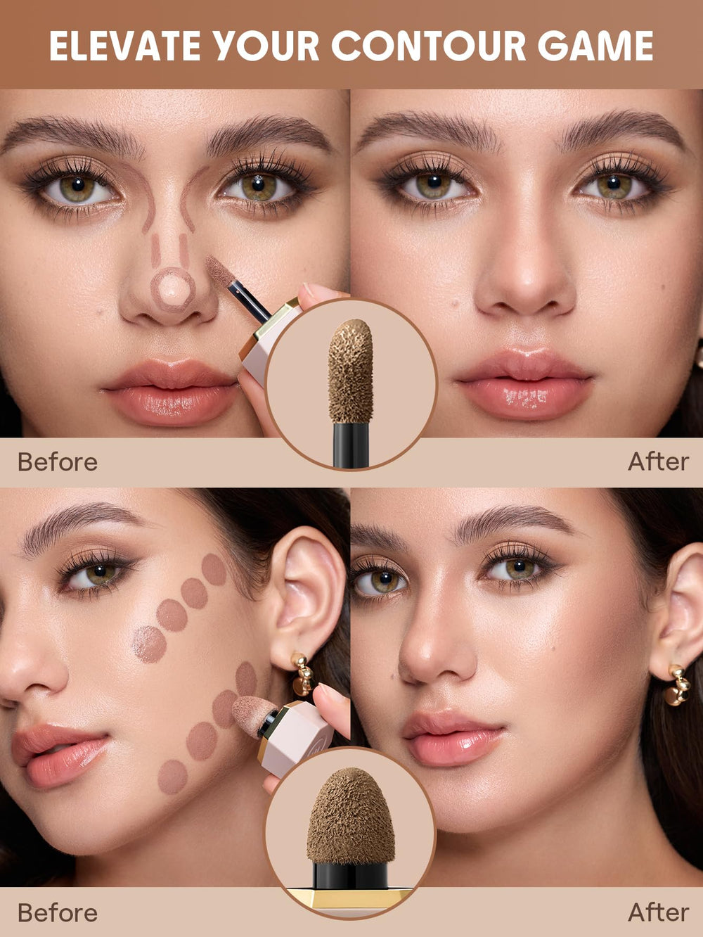 SHEGLAM dual-ended tool held in hand showing travel-ready size and control