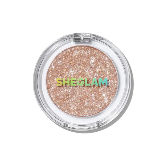 SHEGLAM compact front view showing sleek packaging and shade