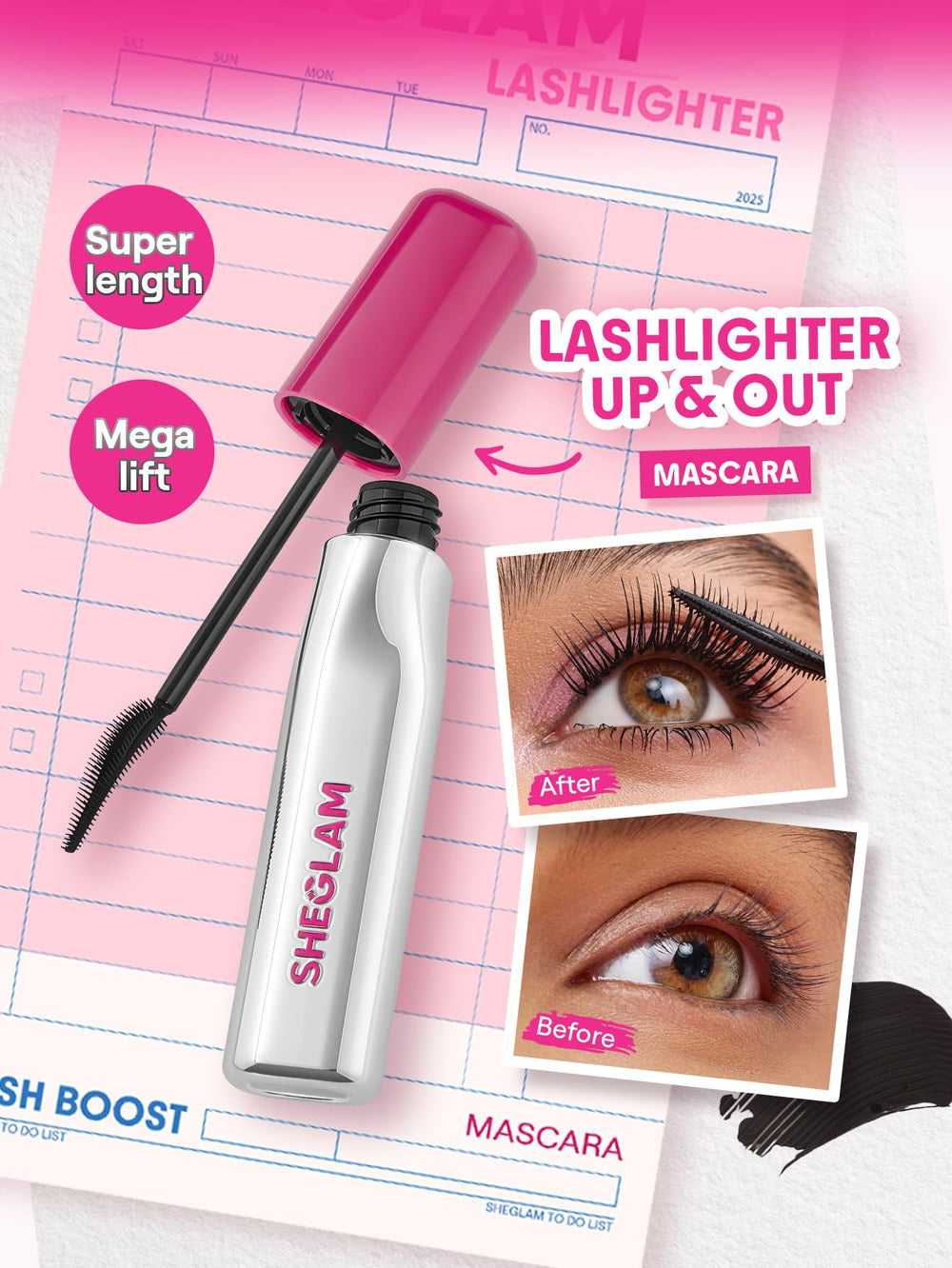 SHEGLAM feather-comb brush close-up for precise lift