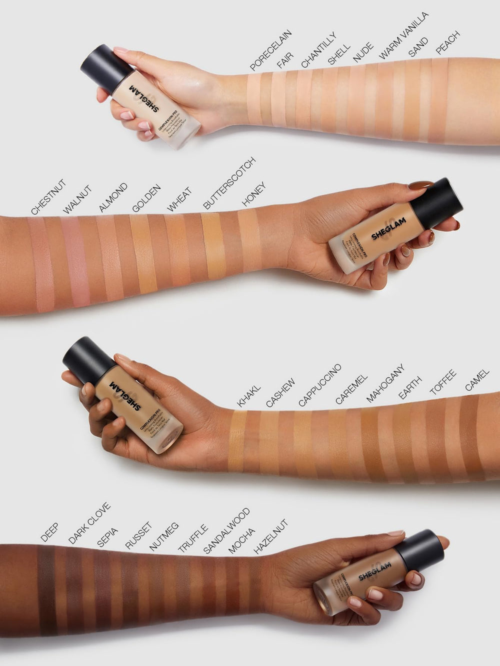 SHEGLAM bottle styled with makeup kit showing travel-ready benefit
