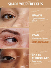 SHEGLAM freckle tint used outdoors creating sun-kissed look