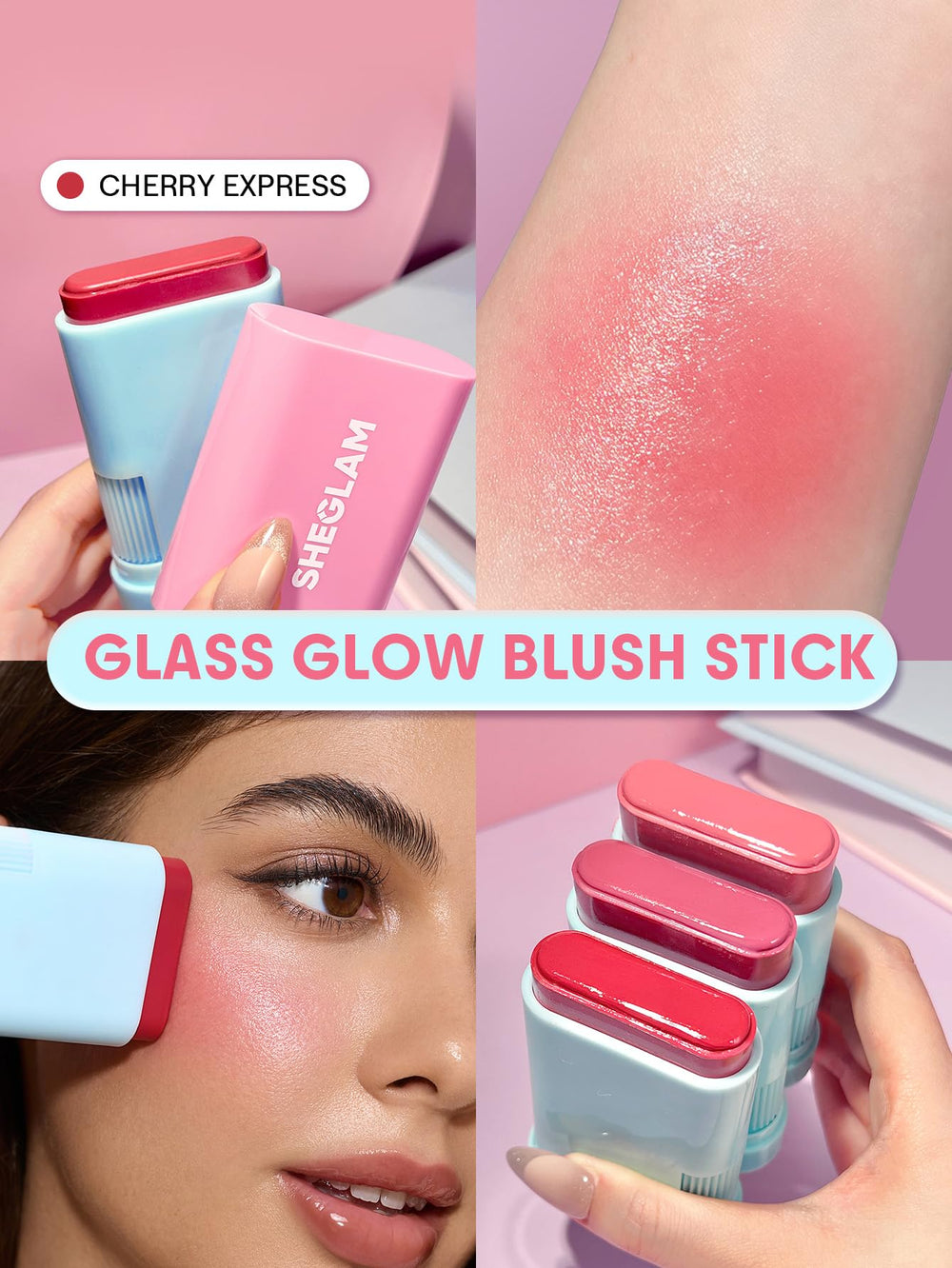 SHEGLAM twist-open detail showing stick mechanism for mess-free application