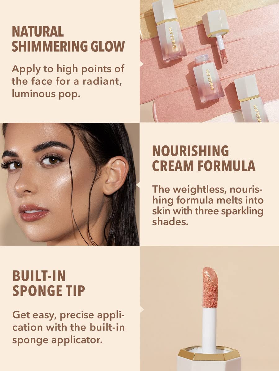 SHEGLAM fingertip blending highlight on cheek illustrating easy application and natural finish