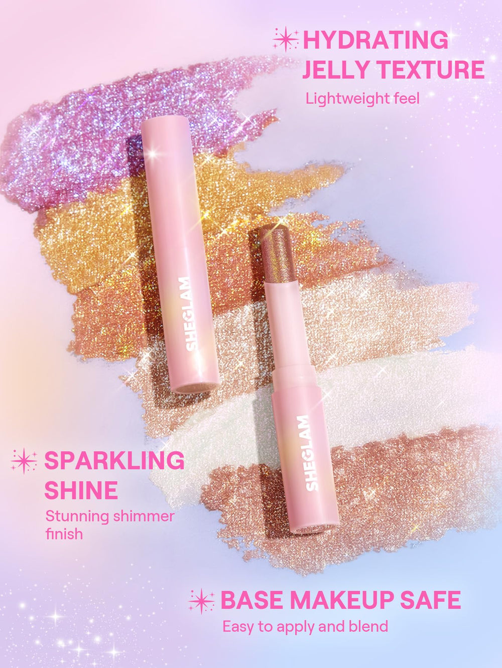 SHEGLAM Lilac Luster applied on eyelid for luminous eye impact