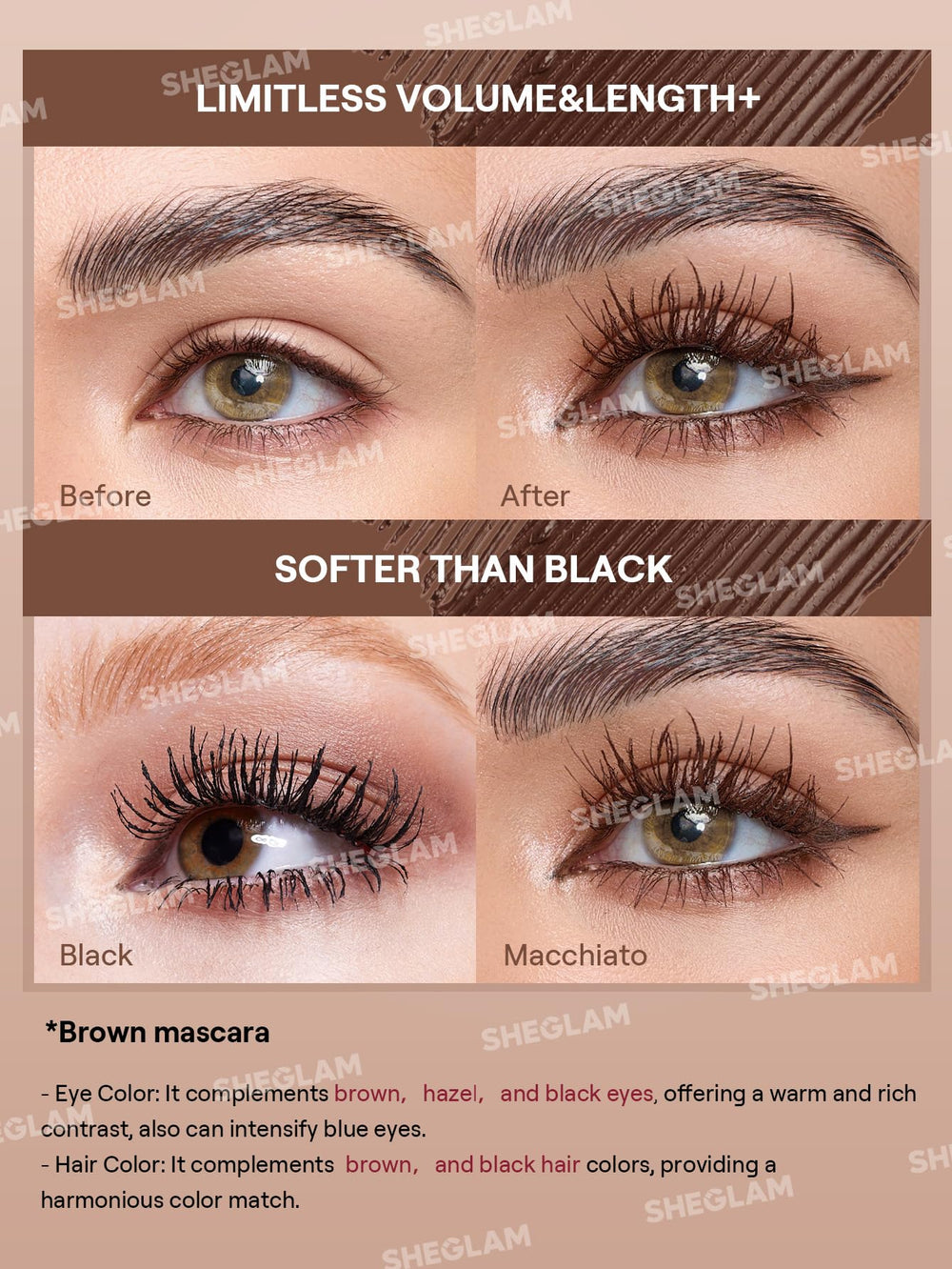 SHEGLAM mascara Macchiato wand extended highlighting applicator for precise application