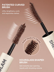 SHEGLAM mascara Macchiato texture swipe on skin showing rich pigment payoff