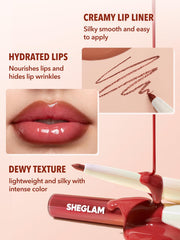 SHEGLAM gloss applicator closeup demonstrating dewy shine and hydration