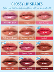 SHEGLAM gloss with coconut oil droplet highlighting moisturization