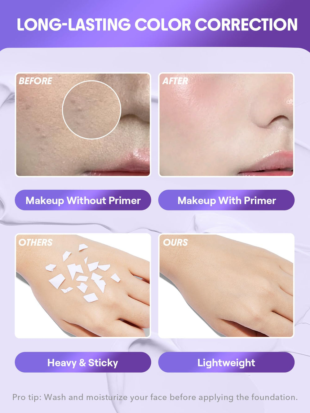 SHEGLAM primer texture close-up illustrating creamy blendability and smoothing effect