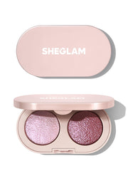 SHEGLAM Prismalight duo compact front showing dual shades and sleek case — instant glow