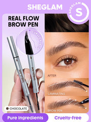 SHEGLAM close-up of two-prong tip creating precise hairlike strokes benefit