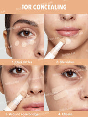 SHEGLAM applicator under eye blending demonstrating brightening benefit