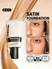 SHEGLAM bottle open dispensing foundation showing easy application benefit