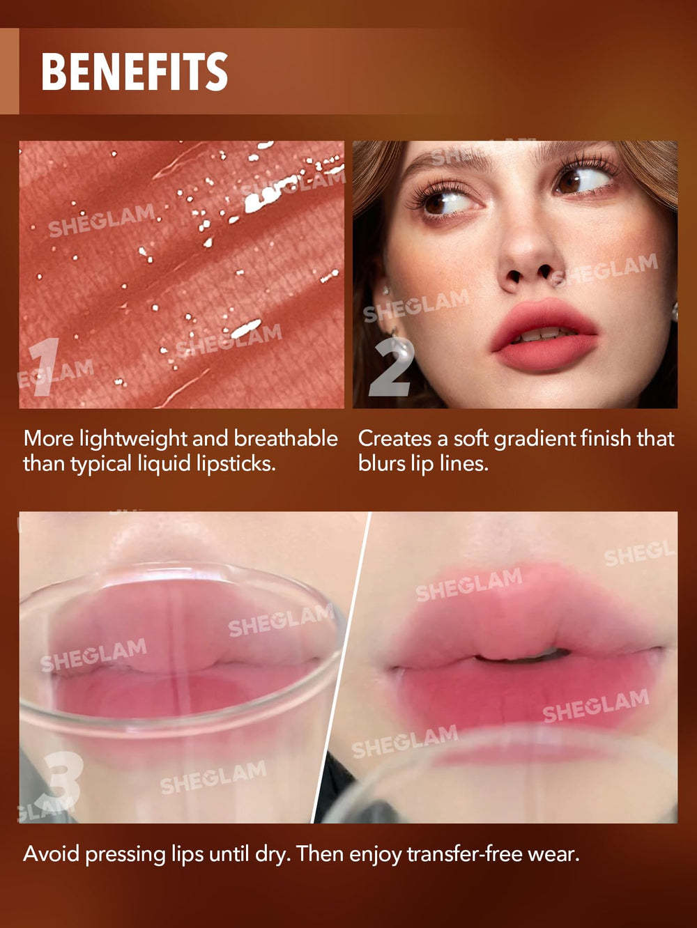 SHEGLAM swatch on arm illustrating opaque color and quick dry advantage