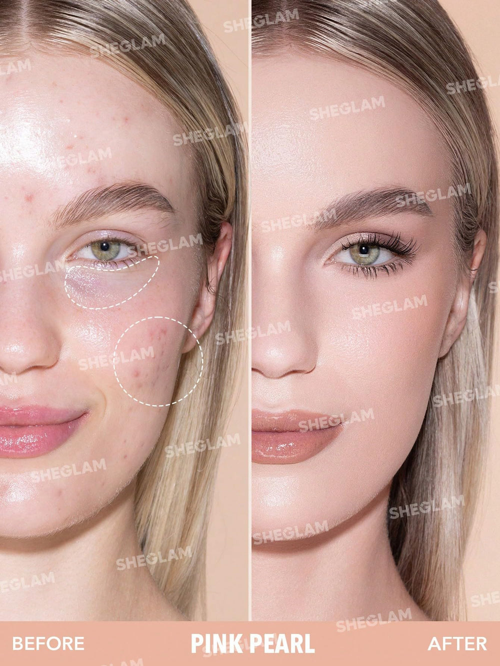 SHEGLAM sponge-head applicator close-up demonstrating precise, mess-free application