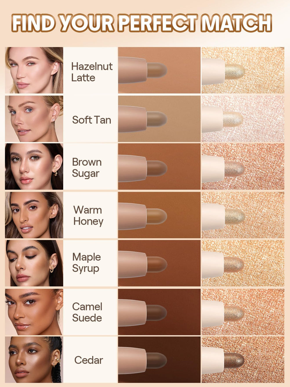 SHEGLAM creamy swatches of Soft Tan showing blendable texture benefits