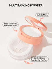 SHEGLAM under-eye compartment close-up showing fine texture for gentle concealer setting benefit
