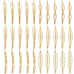SHEHARUHI front view of 30-piece geometric gold clip set showing variety and convenience