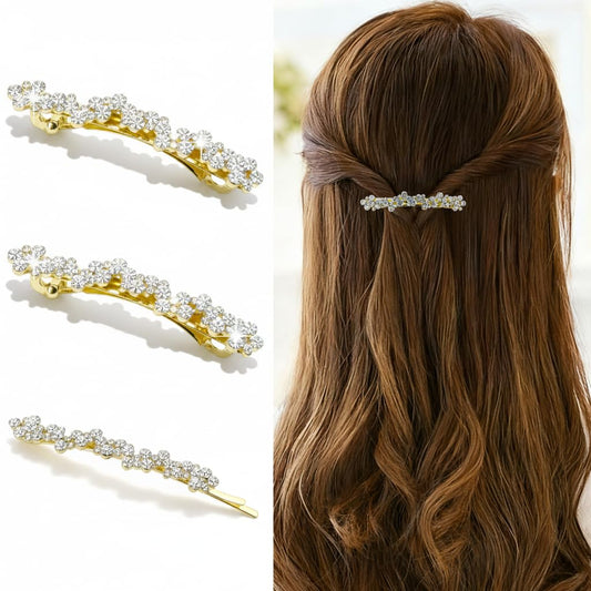 SHEHARUHI gold barrette front view showing elegant shine and refined style