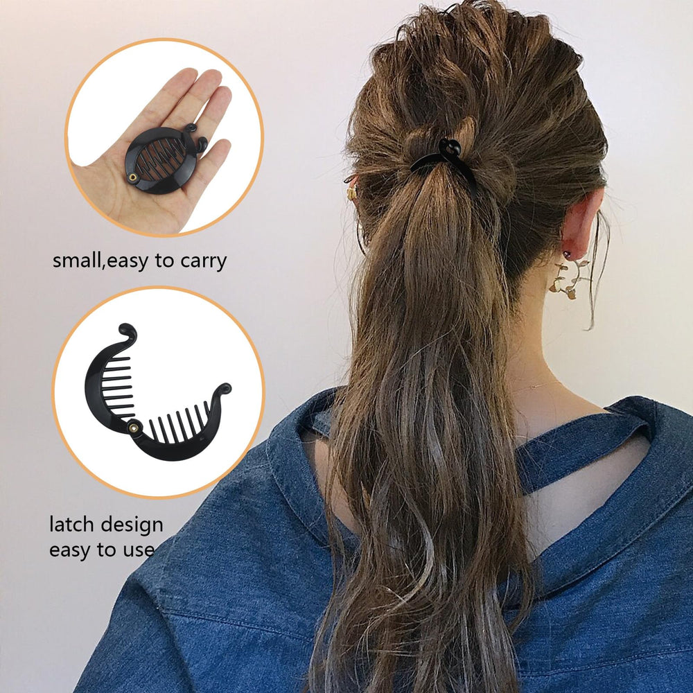 SHEHARUHI banana clip securing a ponytail, showing secure hold during activity