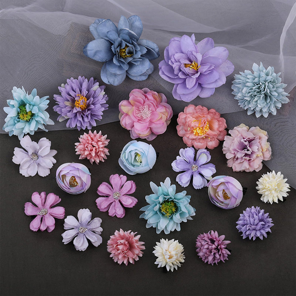 SHEHARUHI floral clips used in bridal hair demonstrating elegant finishing touch