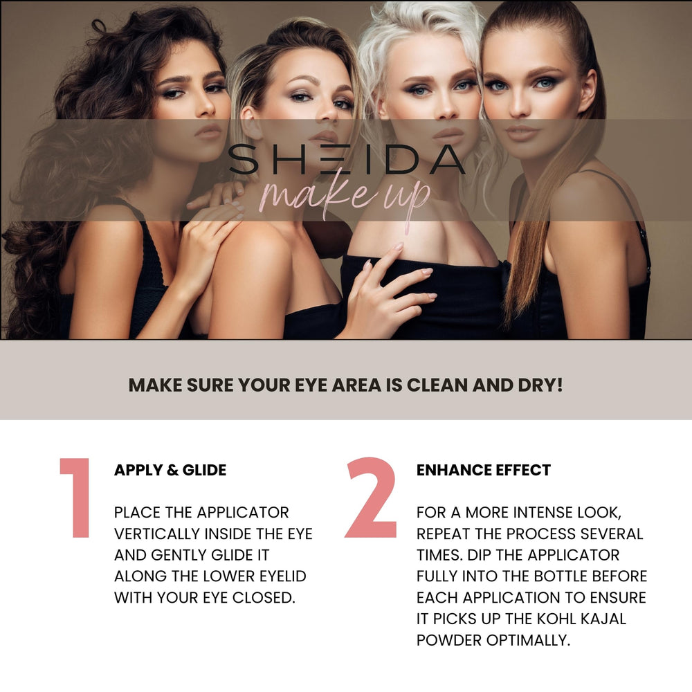 Sheida powder eyeliner artisan mixing process showing handmade quality
