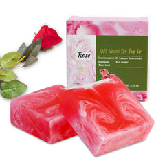 Shibarcle front packaging showing two pink yoni soap bars and foam net for gentle cleansing