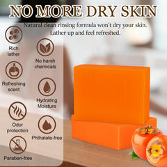 Shibarcle persimmon soap lather on hand demonstrating gentle cleansing