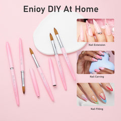 Shine Chance brush applying acrylic on nail in-use for smooth even extension results
