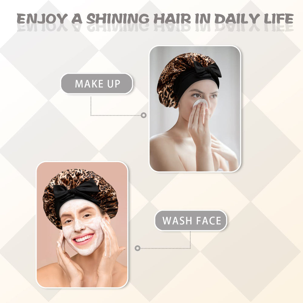 SHINEONME bonnet used during skincare routine keeping hair away