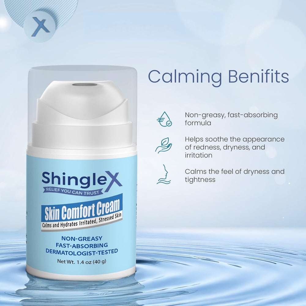 ShingleX on bedside table for gentle nightly skin comfort