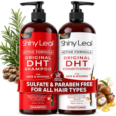 Shiny Leaf front packaging showing set and benefit for scalp health