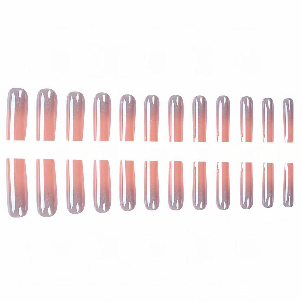 SHIQIXIANNV application step showing nail press-on placement for quick DIY manicure