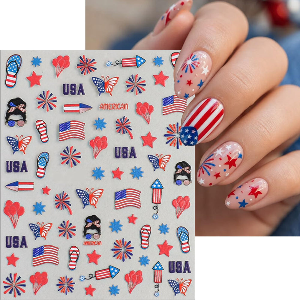 SHIQIXIANNV sheet with USA flag and butterfly designs for variety