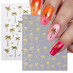 SHIQIXIANNV stickers applied on acrylic nails demonstrating quick salon look