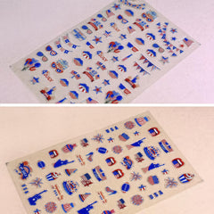 SHIQIXIANNV sealed nails with topcoat over flag decal for long-lasting wear