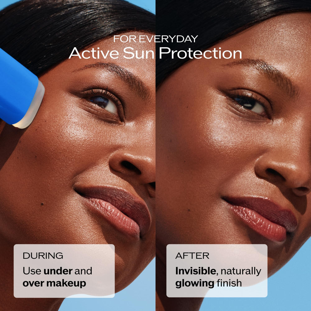 Shiseido application on face demonstration for quick on-the-go protection