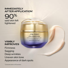 Shiseido cream applied on hand, demonstrates absorbency and nourishing feel