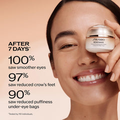 Shiseido ginseng and squalane ingredients display indicating energizing and hydrating benefits