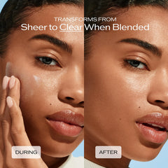 Shiseido dispensing white mineral sunscreen that blends clear