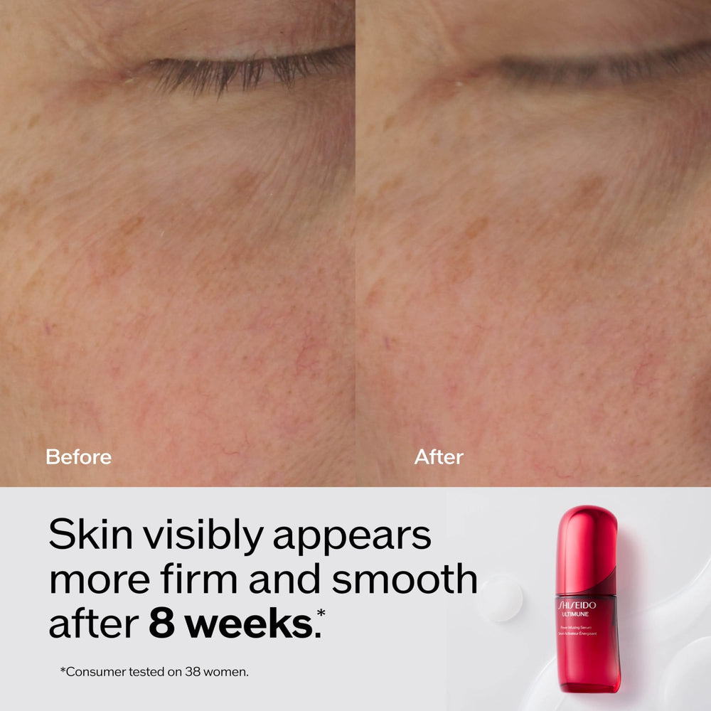 Shiseido Ultimune dispensing pump action demonstrating easy control and minimal waste