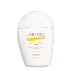 Shiseido front packaging showing sleek bottle and SPF 42 benefit